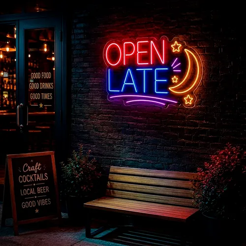 Custom Open Late Neon Signs - Custom Canvas Now