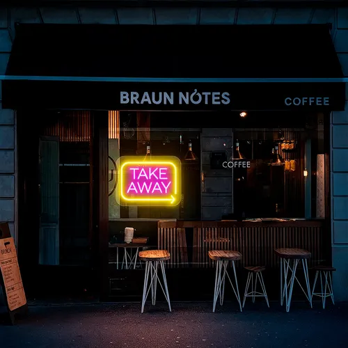 Custom Take Away Neon Signs - Custom Canvas Now
