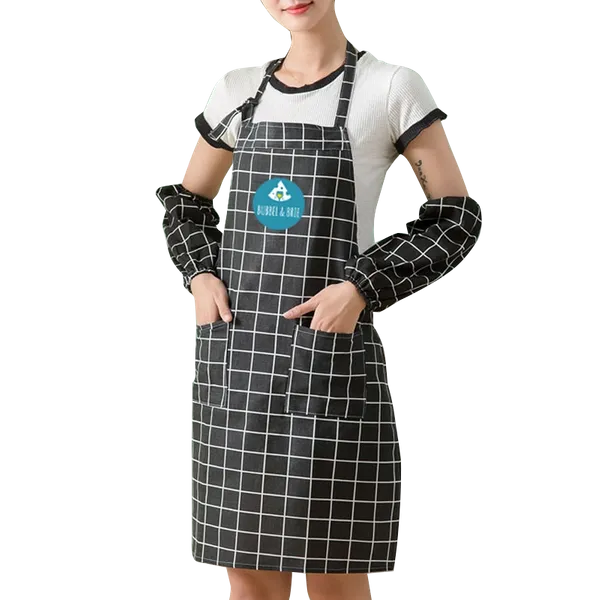 Cotton Linen Plaid Apron Set - Custom Canvas Now