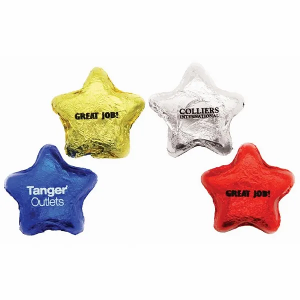 Imprinted Chocolate Foiled Stars - Custom Canvas Now