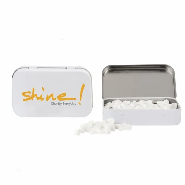 Rectangular Tin with Ribbon Shaped Mints - Custom Canvas Now