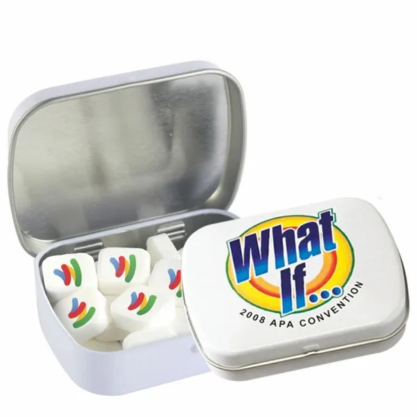Domed Tin - Imprinted Square Mints - Custom Canvas Now
