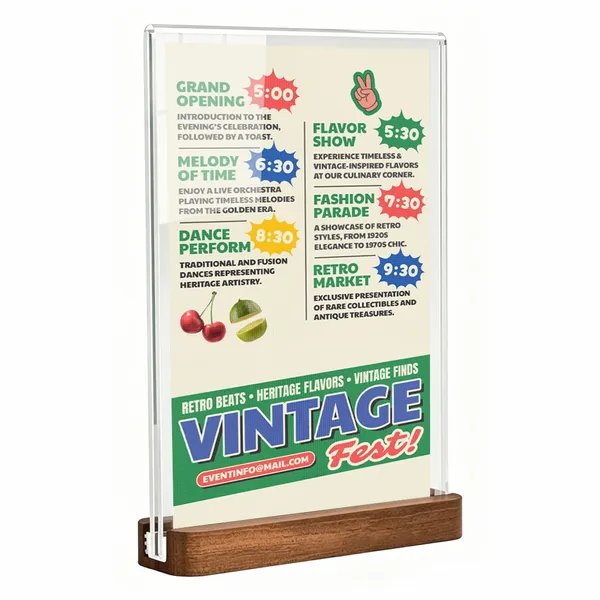 Sapele Wood Desktop Display - Custom Canvas Now