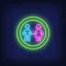 Boy & Girl Silhouettes Circle Neon Sign - Custom Canvas Now