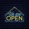 We Are Open Blue and Yellow Neon Sign - Custom Canvas Now