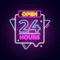 Open 24 Hours with Abstract Shapes Neon Sign - Custom Canvas Now