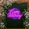 Happy Birthday Purplish Neon Sign - Custom Canvas Now