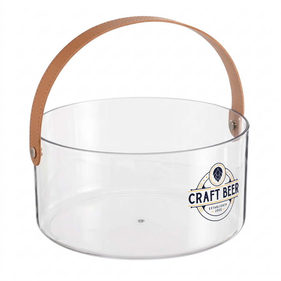 Leather-Strap Clear Drink Buckets - Custom Canvas Now