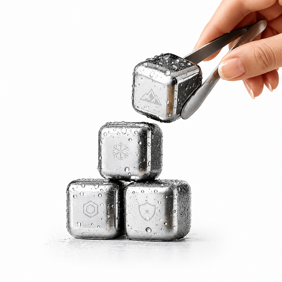 Silver Stainless Steel Ice Cubes - Custom Canvas Now
