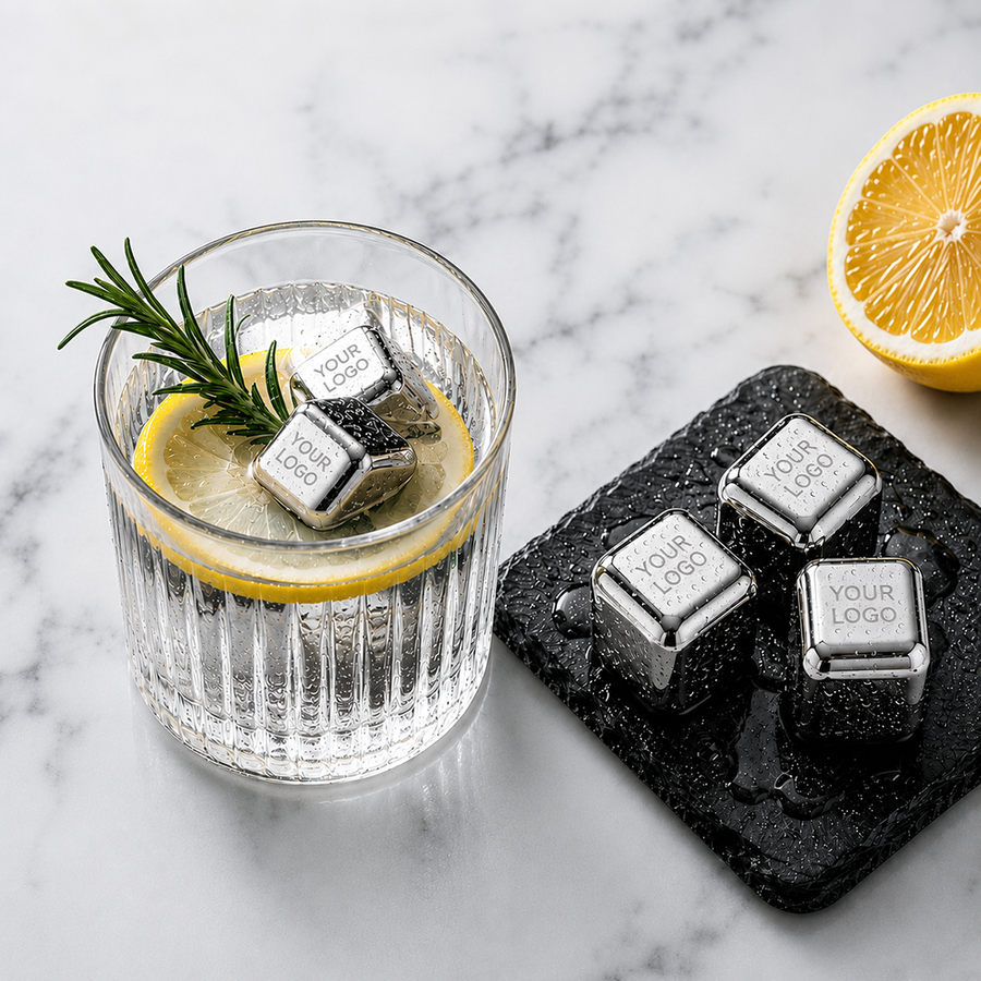 Silver Stainless Steel Ice Cubes - Custom Canvas Now