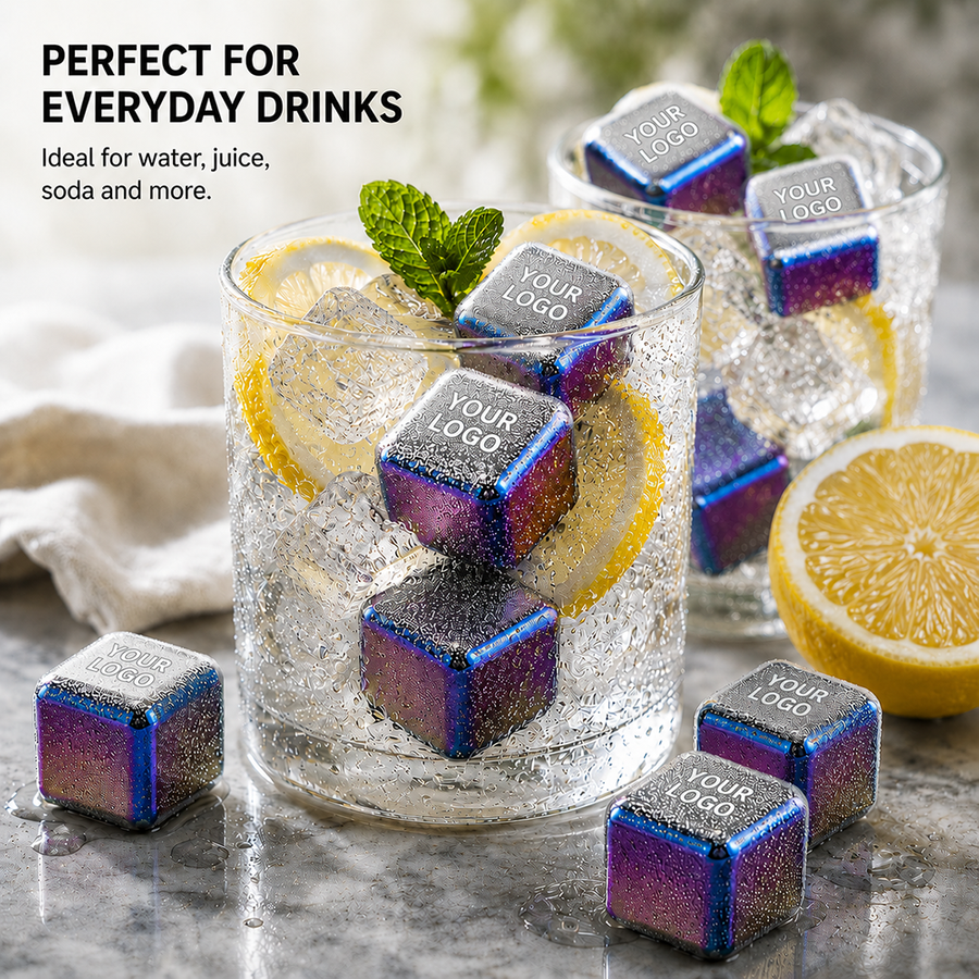 Rainbow Stainless Steel Ice Cubes - Custom Canvas Now