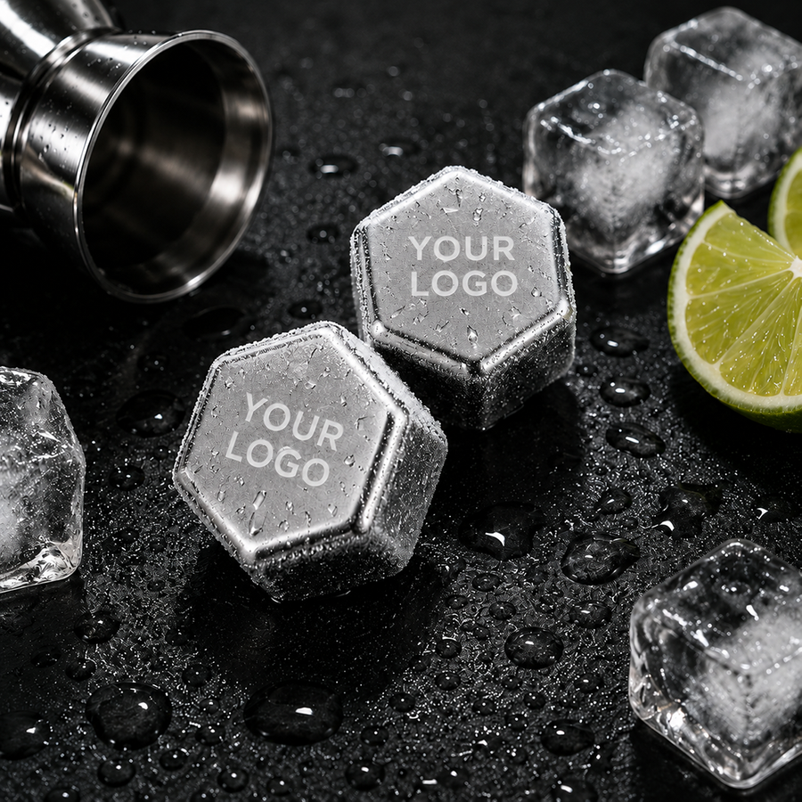 Hexagon Stainless Steel Ice Cubes - Custom Canvas Now