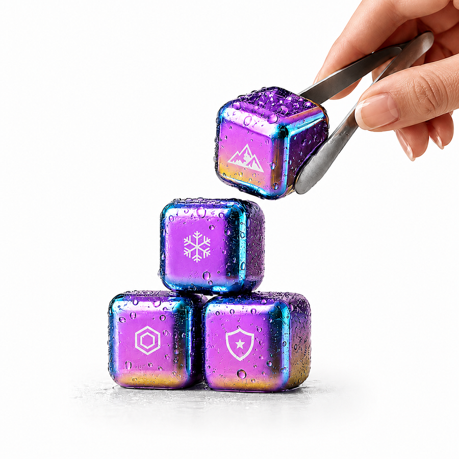 Rainbow Stainless Steel Ice Cubes - Custom Canvas Now