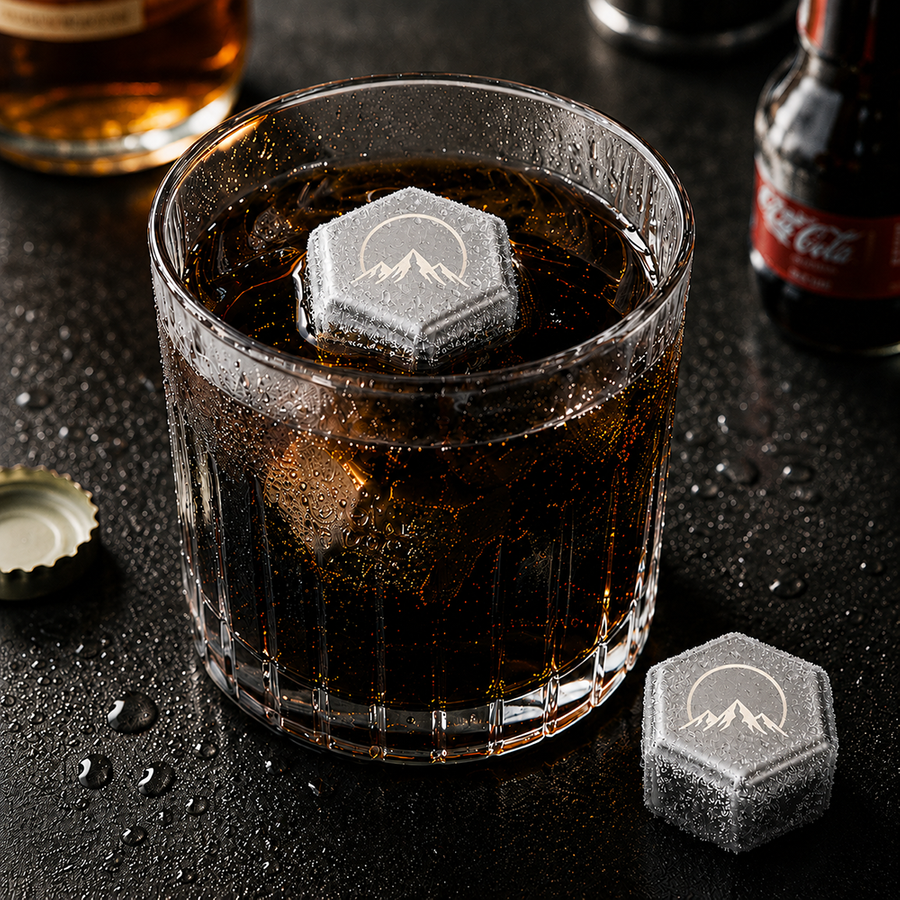 Hexagon Stainless Steel Ice Cubes - Custom Canvas Now