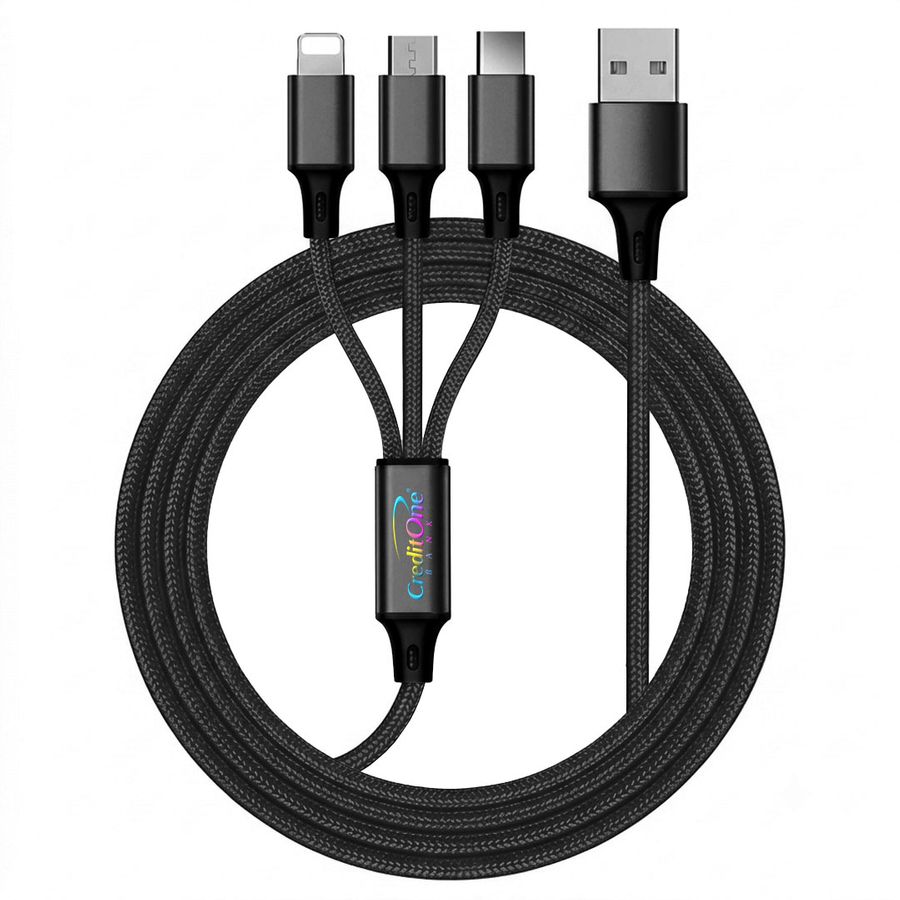 Nylon Braided 3-in-1 Charging Cables - Custom Canvas Now