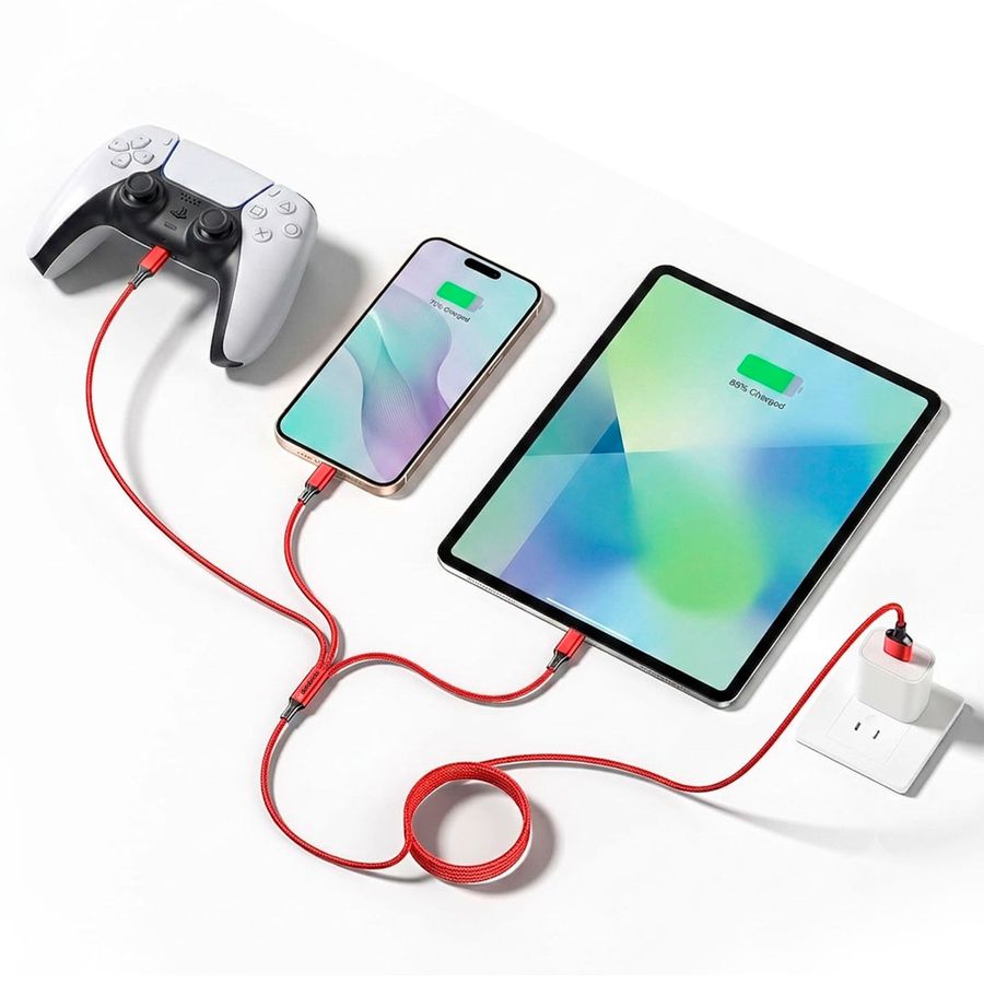 Nylon Braided 3-in-1 Charging Cables - Custom Canvas Now
