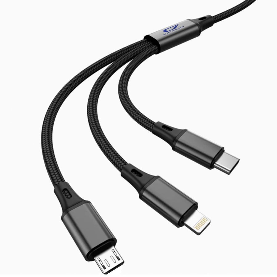 Nylon Braided 3-in-1 Charging Cables - Custom Canvas Now