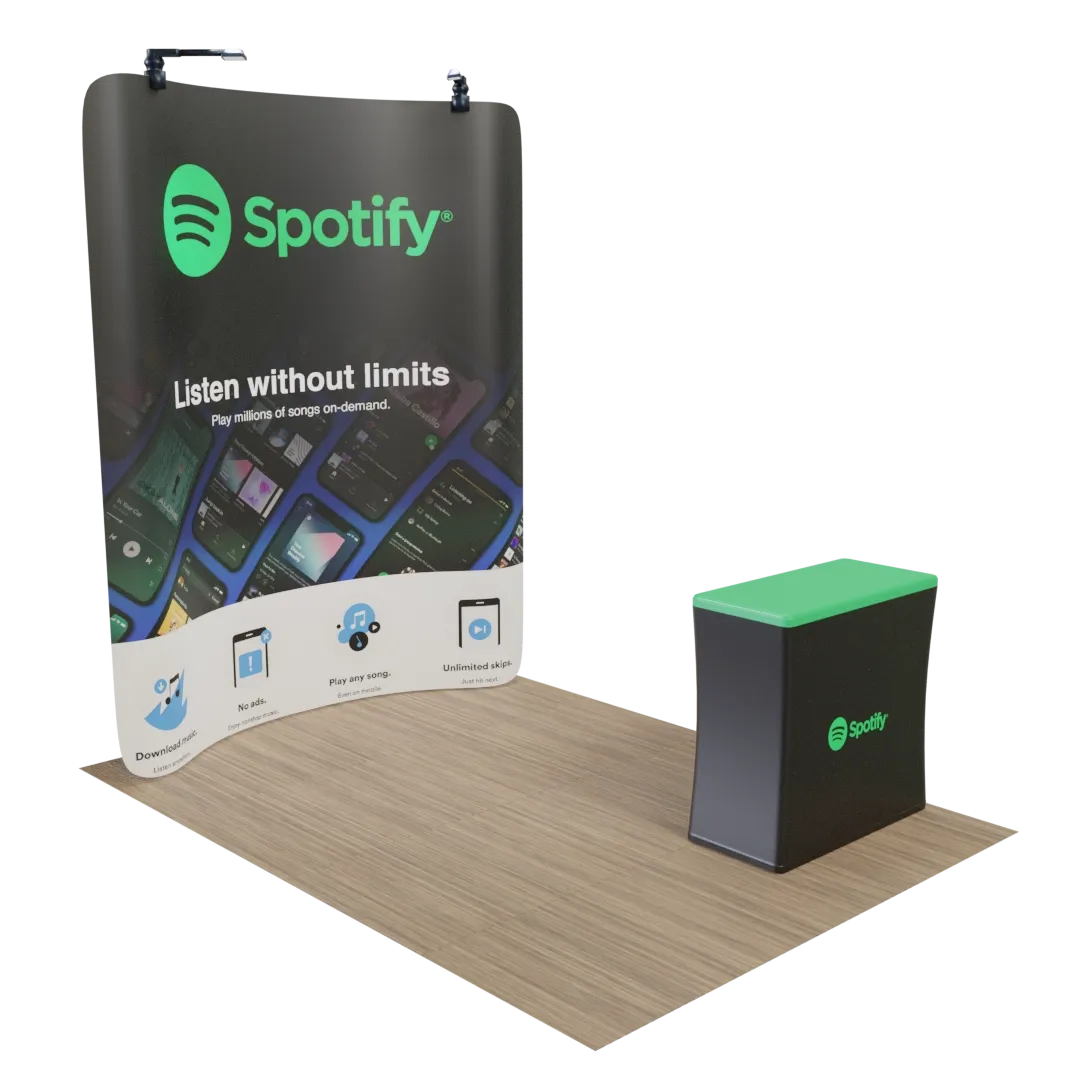 Custom Curved Zip Up Trade Show Display Backdrop Booth Stand 8' x 8' - Custom Canvas Now