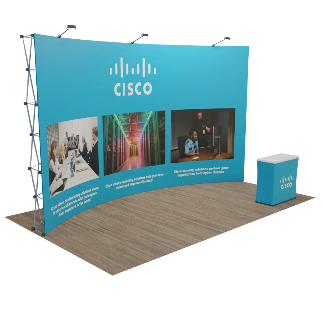 Custom Curved Pop Up Display Stand 20' x 10' (ft) - Custom Canvas Now