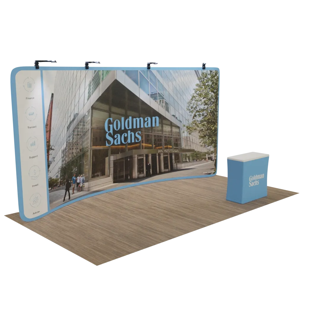 Custom Curved Zip Up Trade Show Display 20' x 8' - Custom Canvas Now
